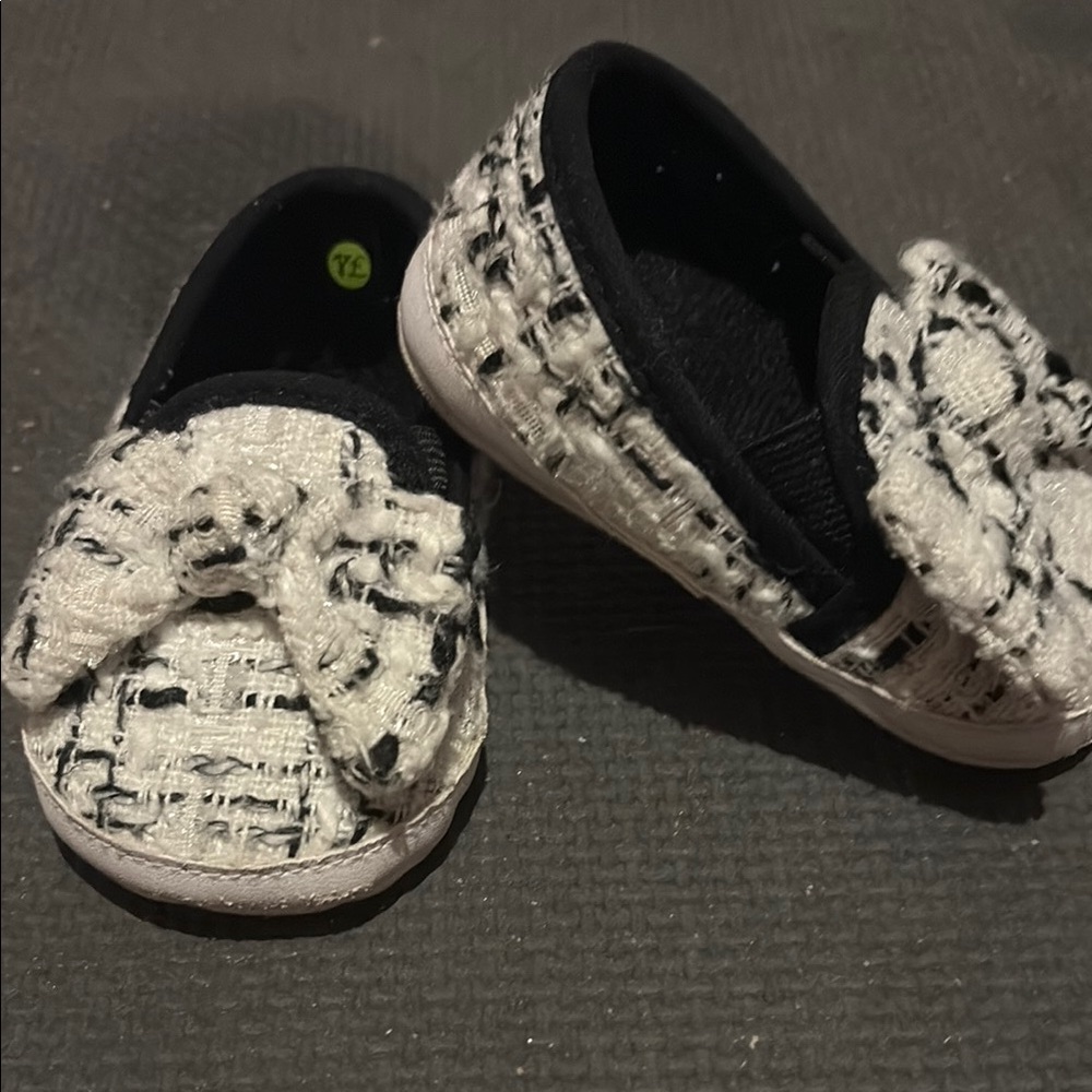 Stylish Kids Tweed Bow Slip-On Shoes